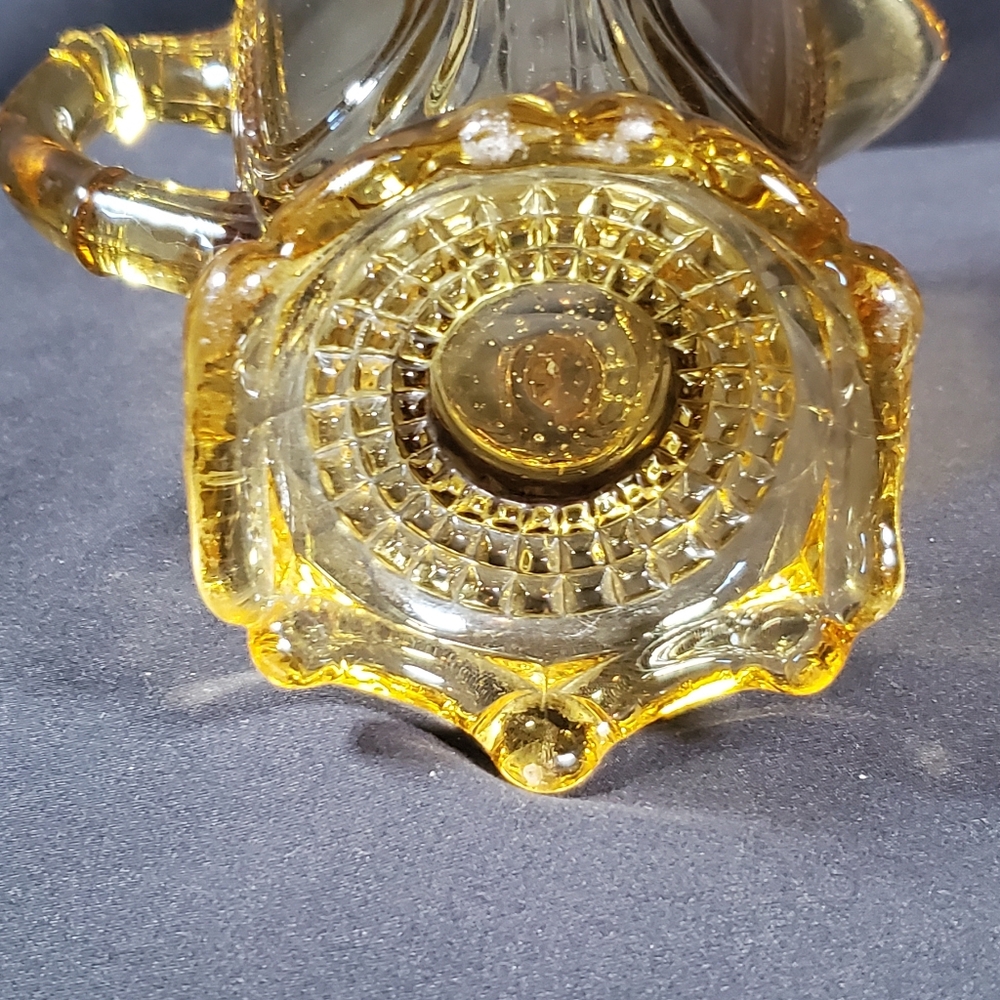 Antique Diamond Point Amber Footed Pitcher - Picture 4 of 4